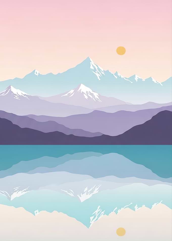 Minimalist Mountain Lake Reflection