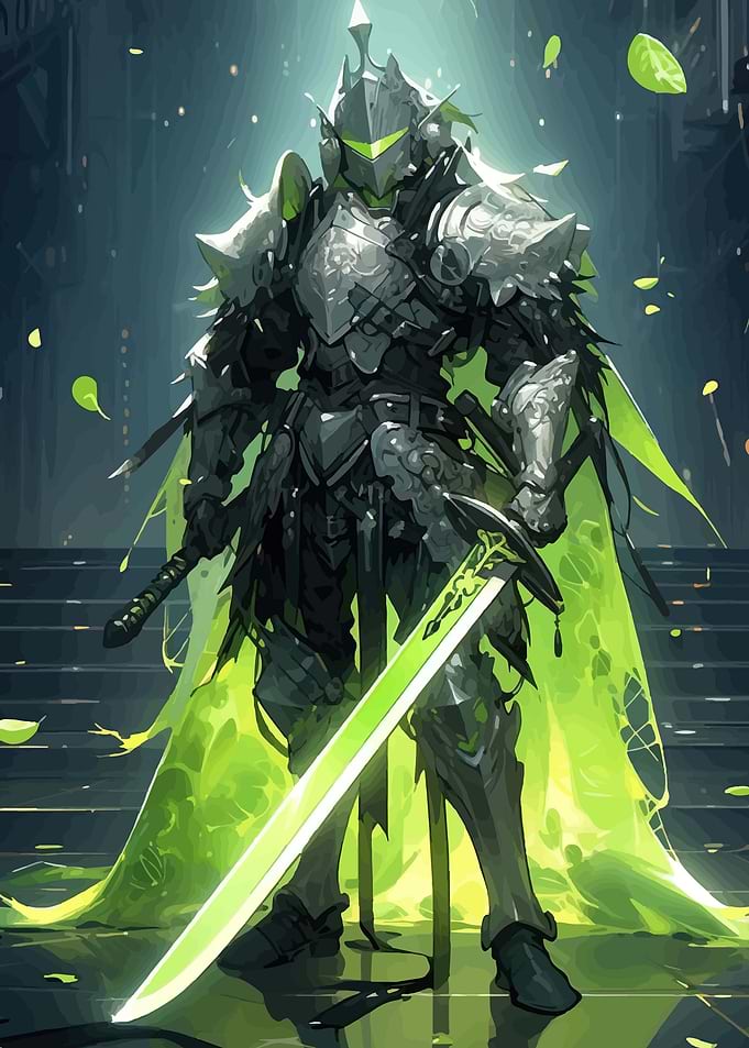Cyberpunk Knight with Neon Sword