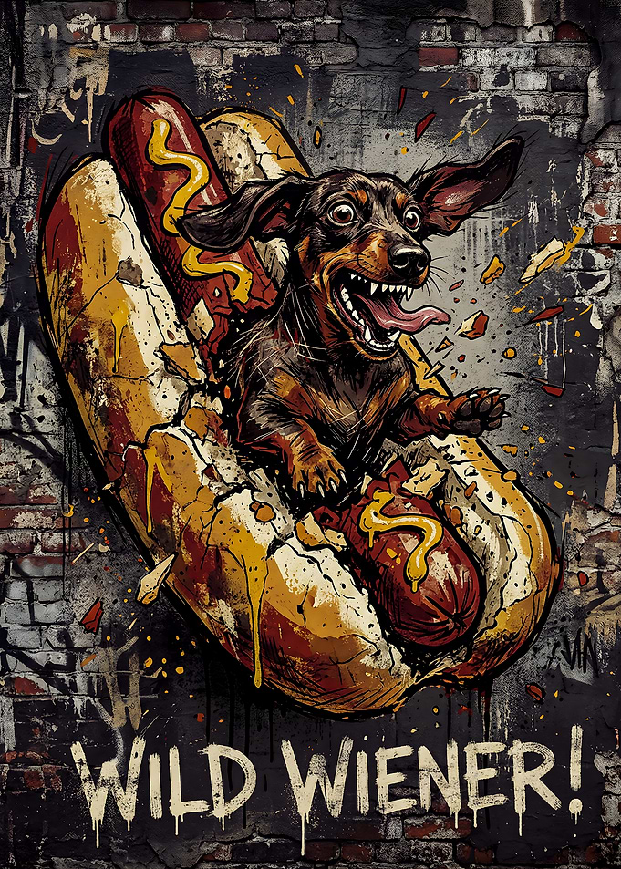 Wild Wiener Dachshund in Hot Dog