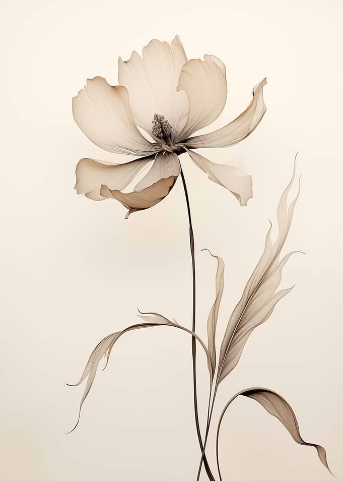 Sepia Tone Flower Art