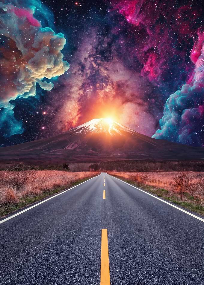 Cosmic Mountain Road to Mount Fuji