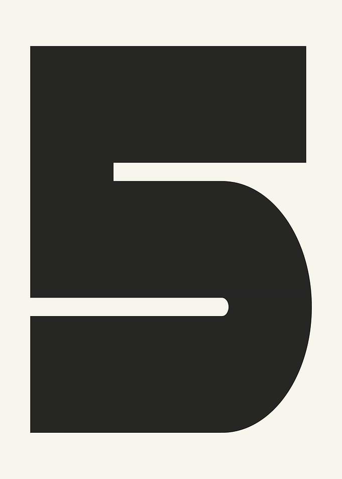 Bold Black Number 5