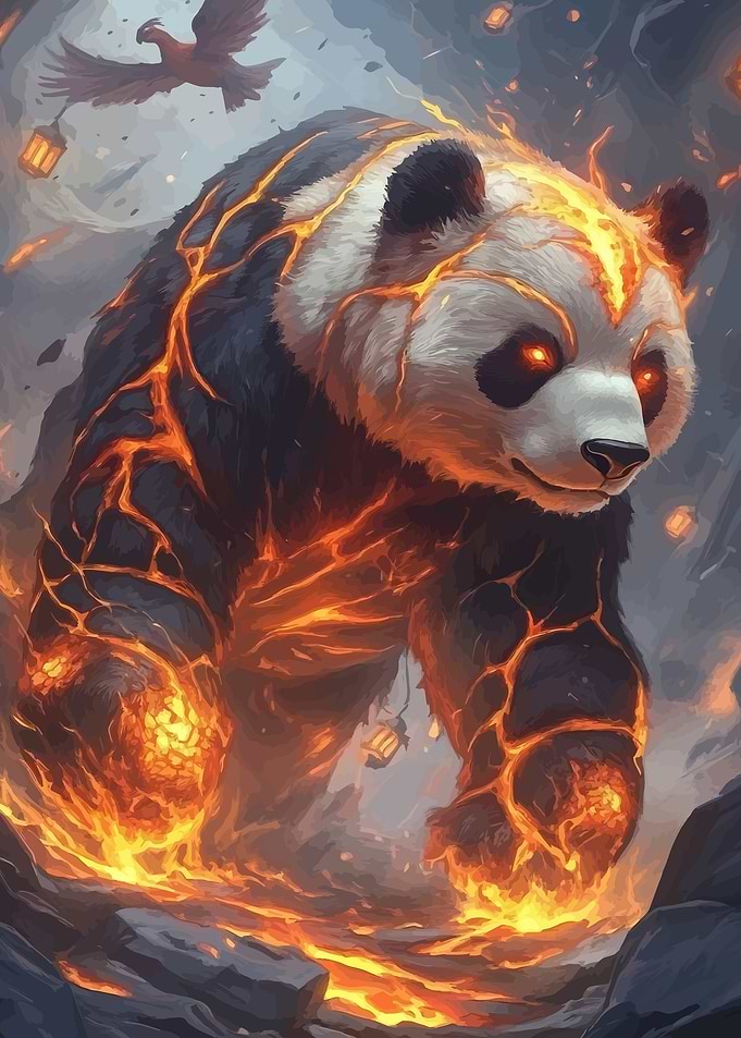 Lava Panda with Fiery Eyes