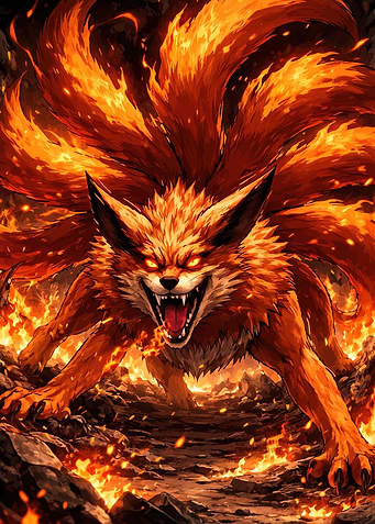 Nine-Tailed Fox in Flames