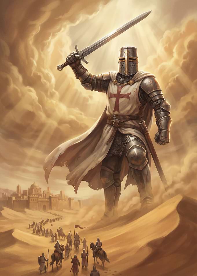 Giant Knight Leading Army in Desert