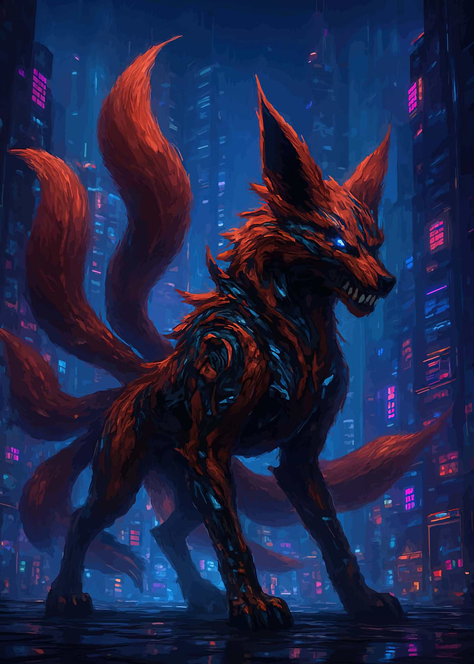 Nine-Tailed Fox in Cyberpunk City