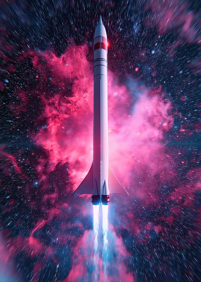 Rocket Launching into Nebula