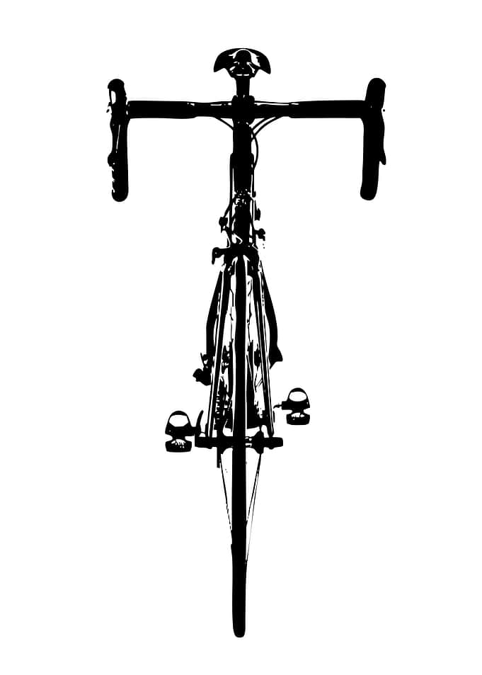 Top-down view of a black bicycle