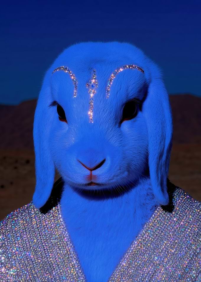 Blue Rabbit with Glitter