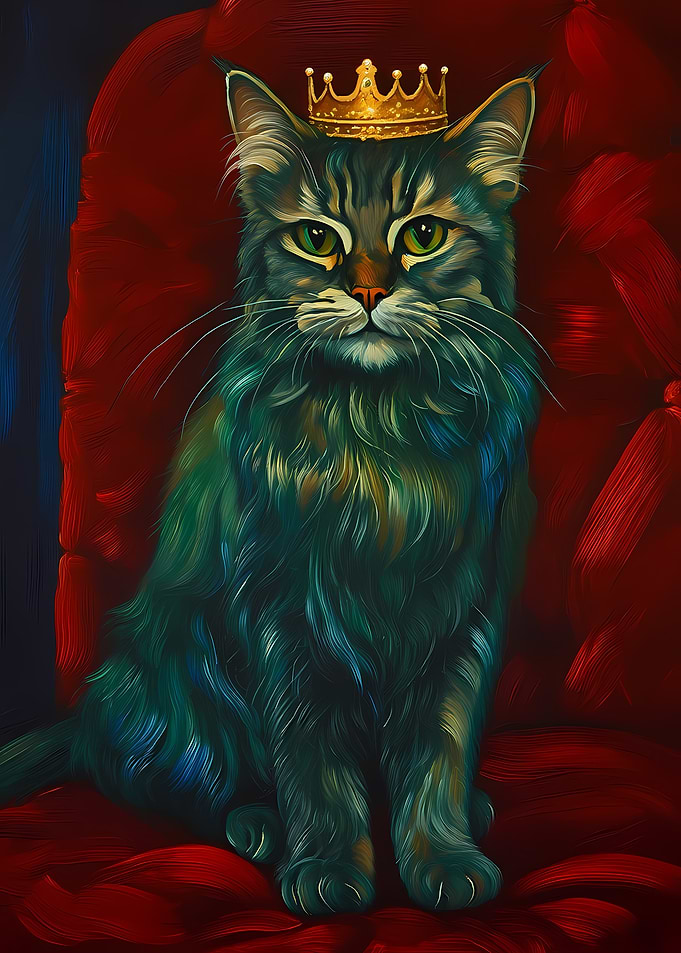 Regal Cat Wearing a Crown