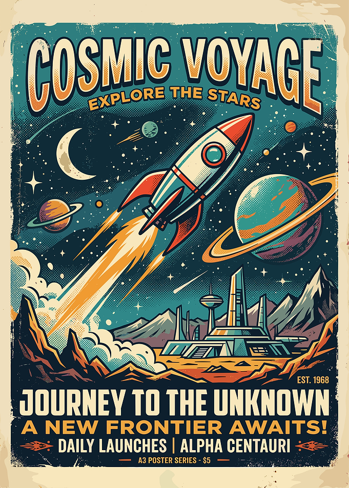 Cosmic Voyage Retro Art