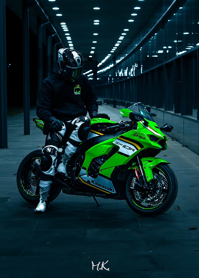 Motorcyclist with Kawasaki Ninja ZX-10R