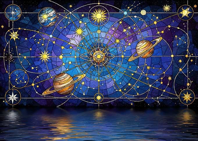 Stained Glass Celestial Constellation
