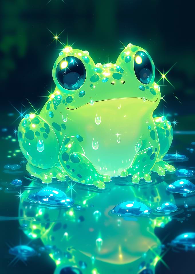 Sparkling Green Frog in Water