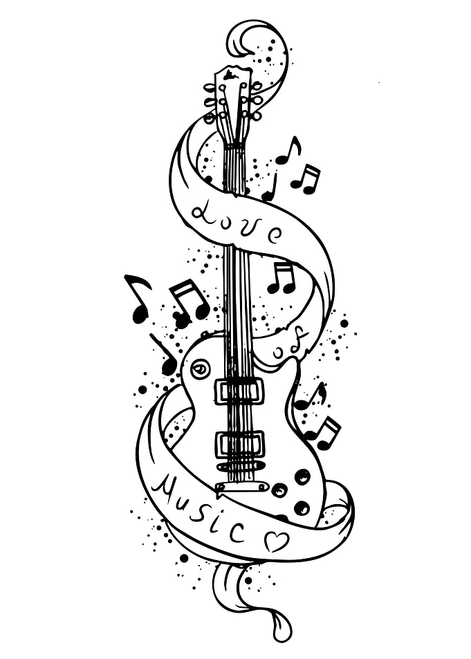 Guitar with Love and Music Banner
