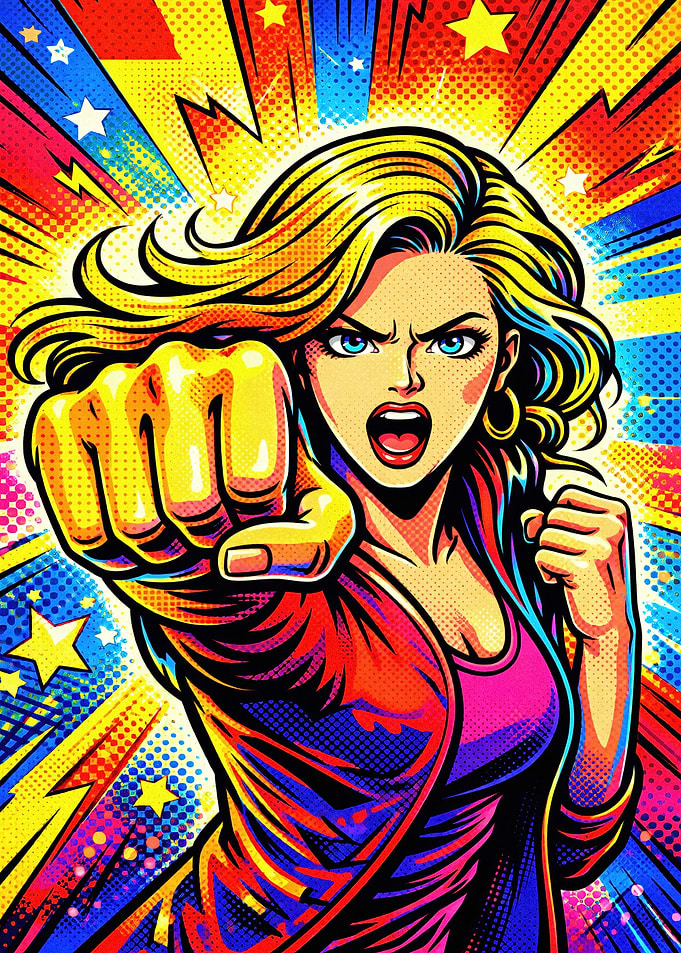 Fierce Woman Punching Forward
