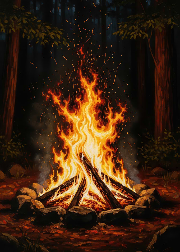 Campfire in a Dark Forest
