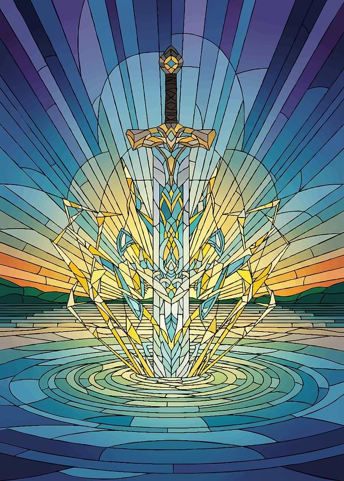 Stained Glass Sword in Water