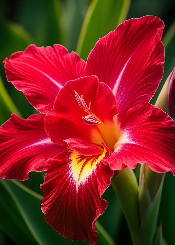 Vibrant Red Gladiolus Flower