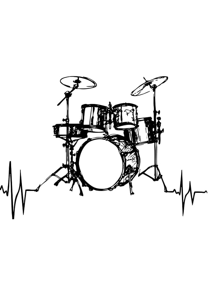 Drum Set with Heartbeat Line