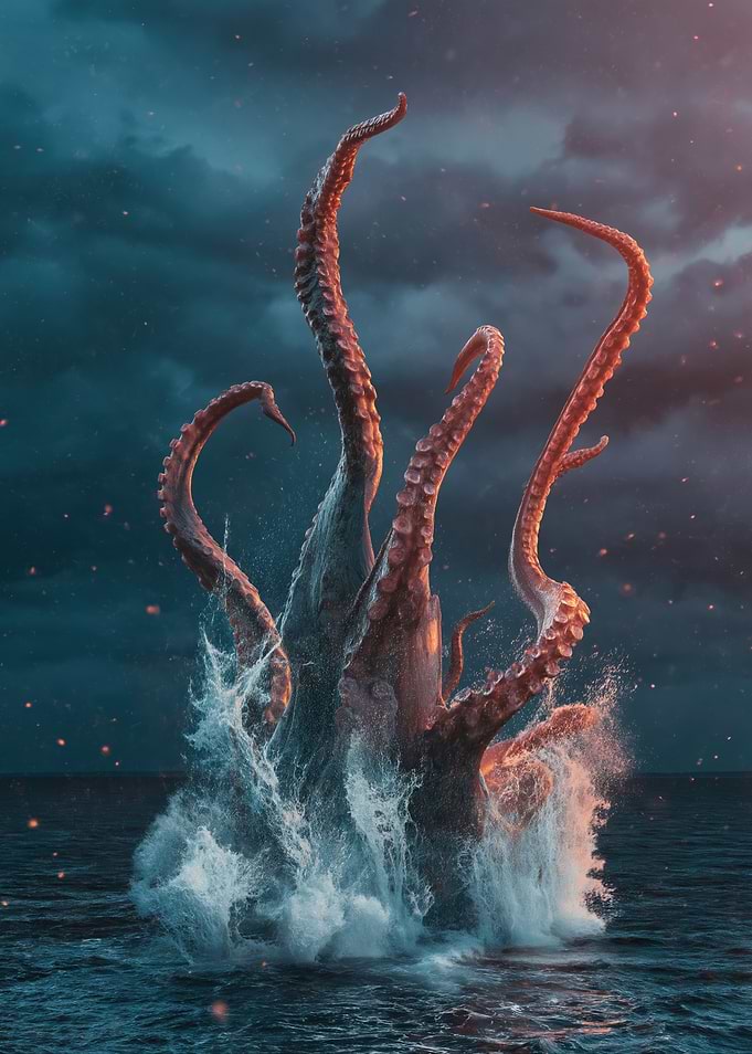 Kraken Tentacles Erupting from Ocean