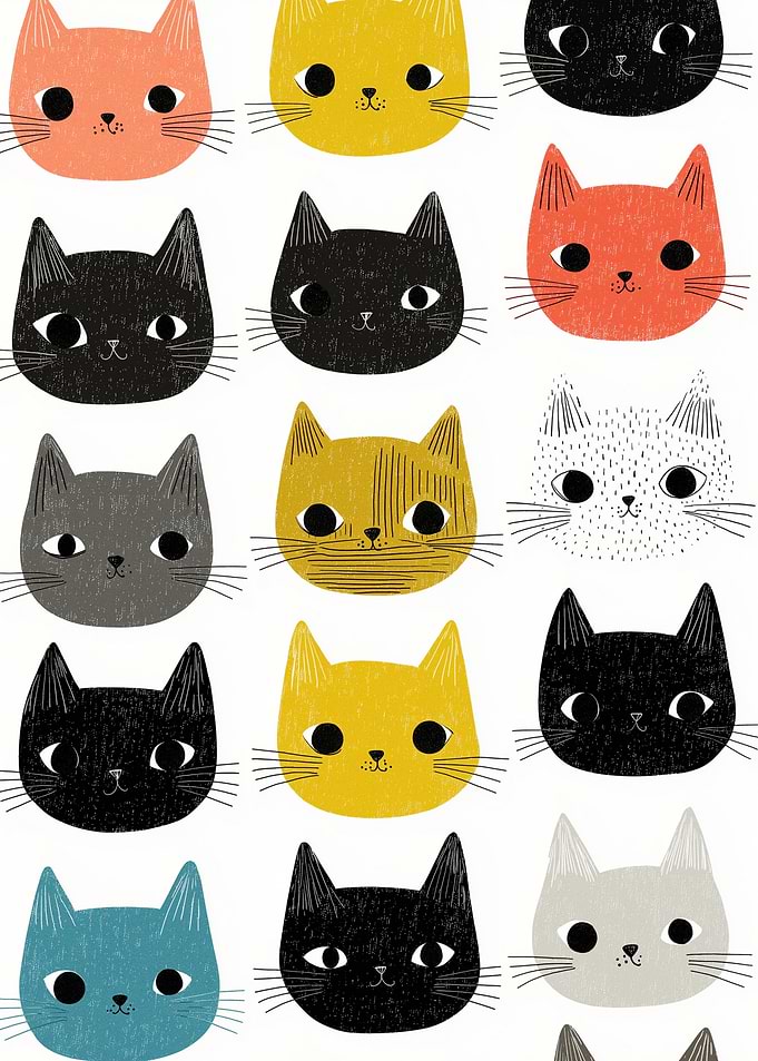 Cute Cat Faces Pattern