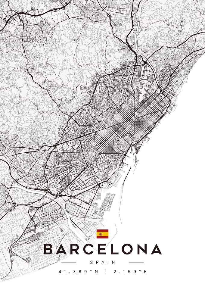 Barcelona City Map Art Minimalist