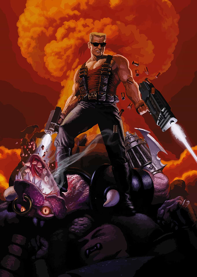 Duke Nukem Standing on Aliens