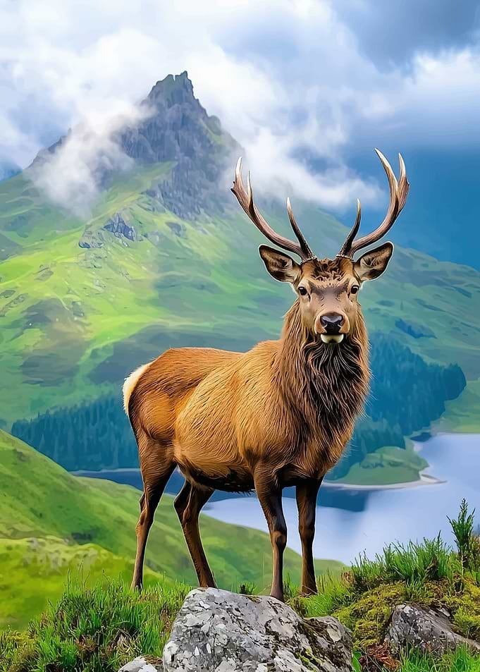 Majestic Stag in Scottish Highlands