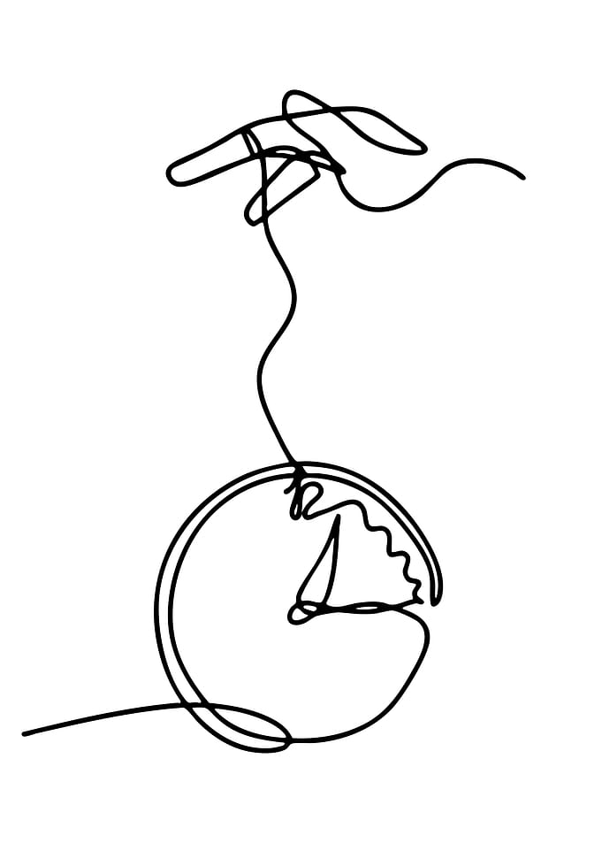 Minimalist Hand and Clock Line Art