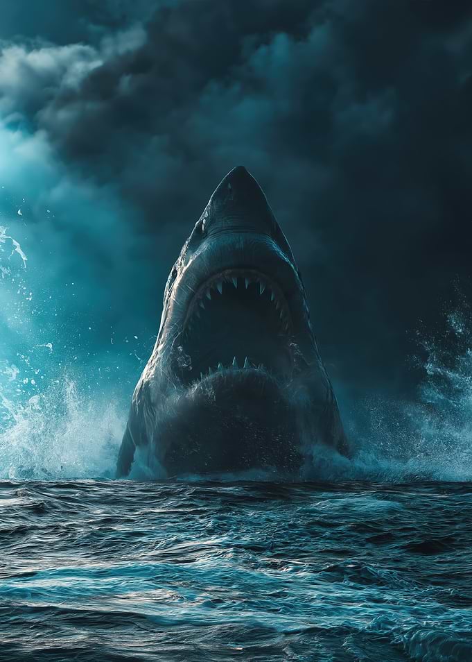 Great White Shark Emerging from Water