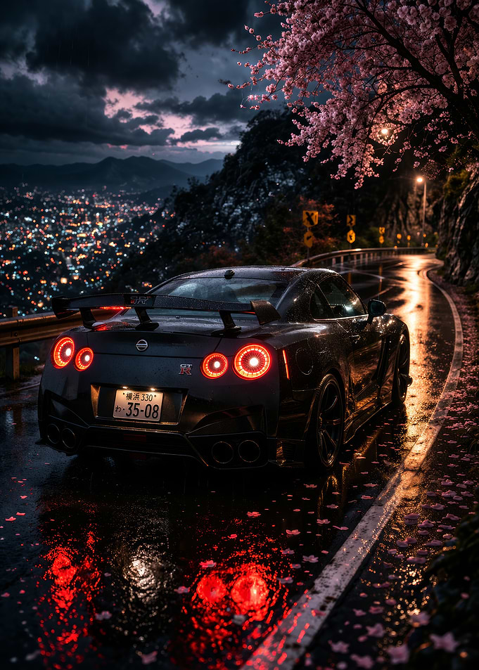 Sport Car on a Wet Road