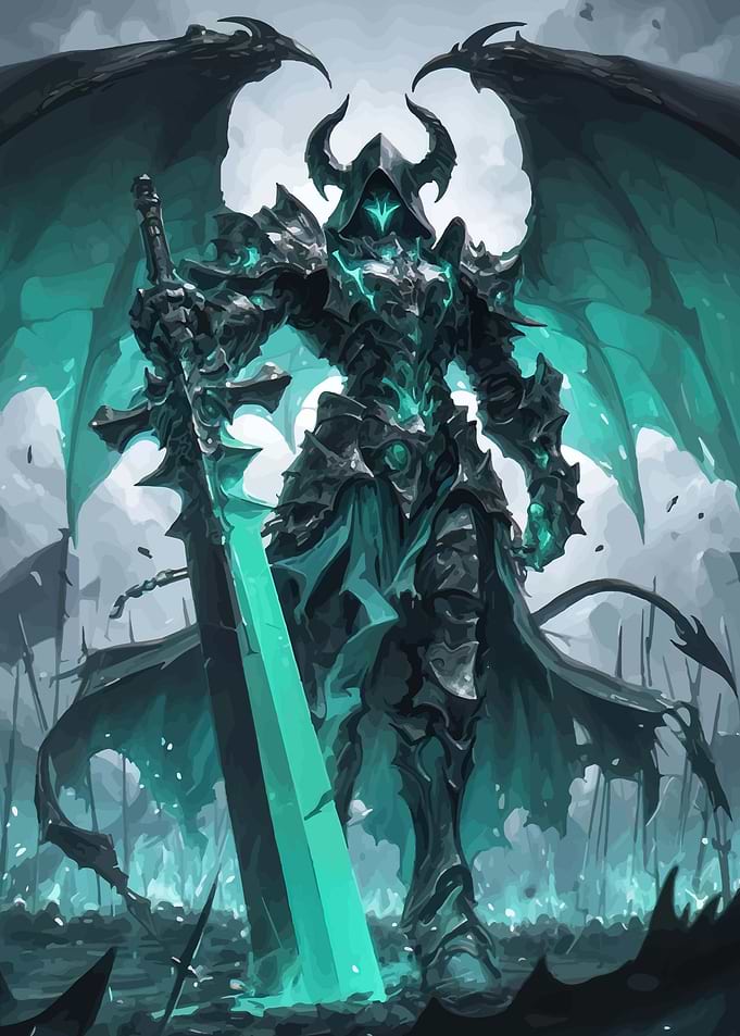 Dark Knight with Glowing Sword