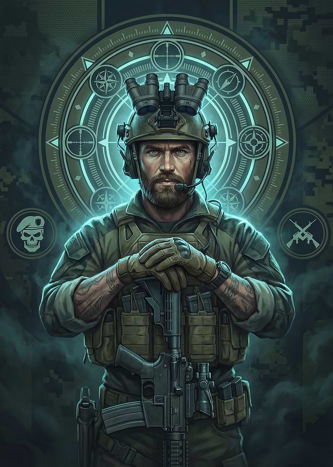 Pixel Art Soldier with Night Vision Goggles