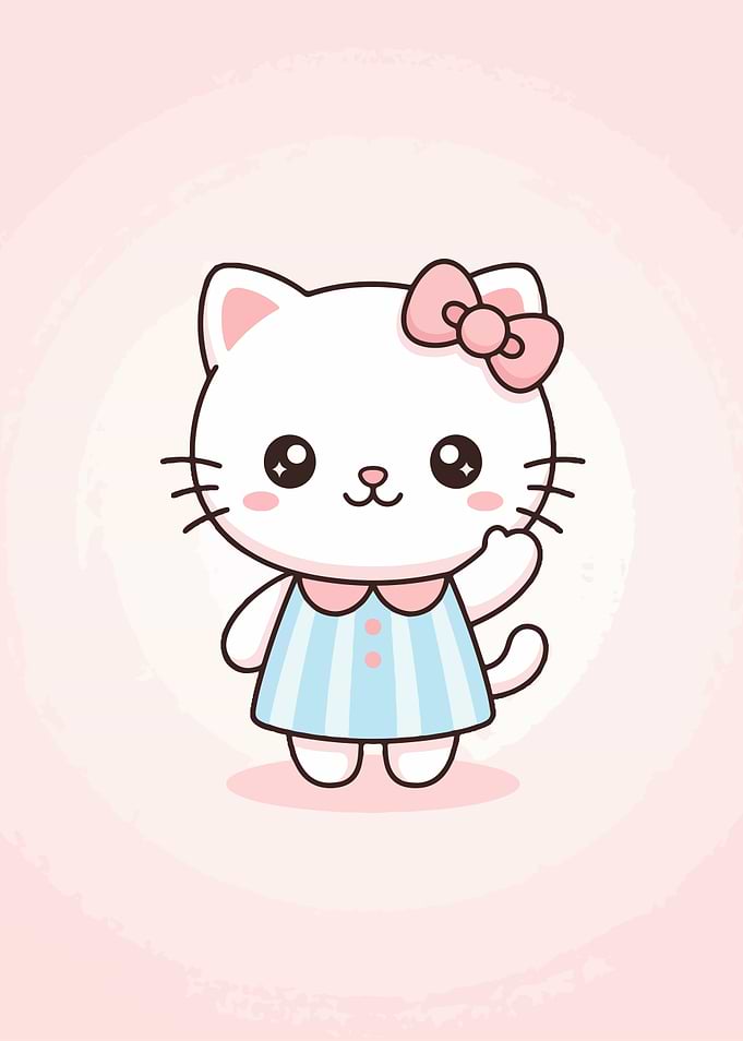 Cute White Cat with Pink Bow