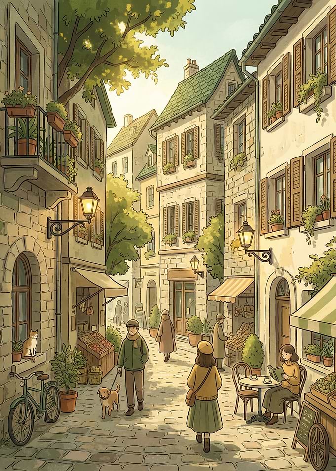 Charming European Street Scene