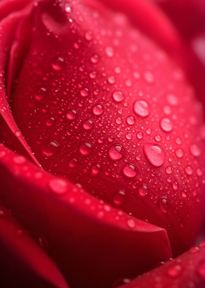 Red Rose with Water Droplets