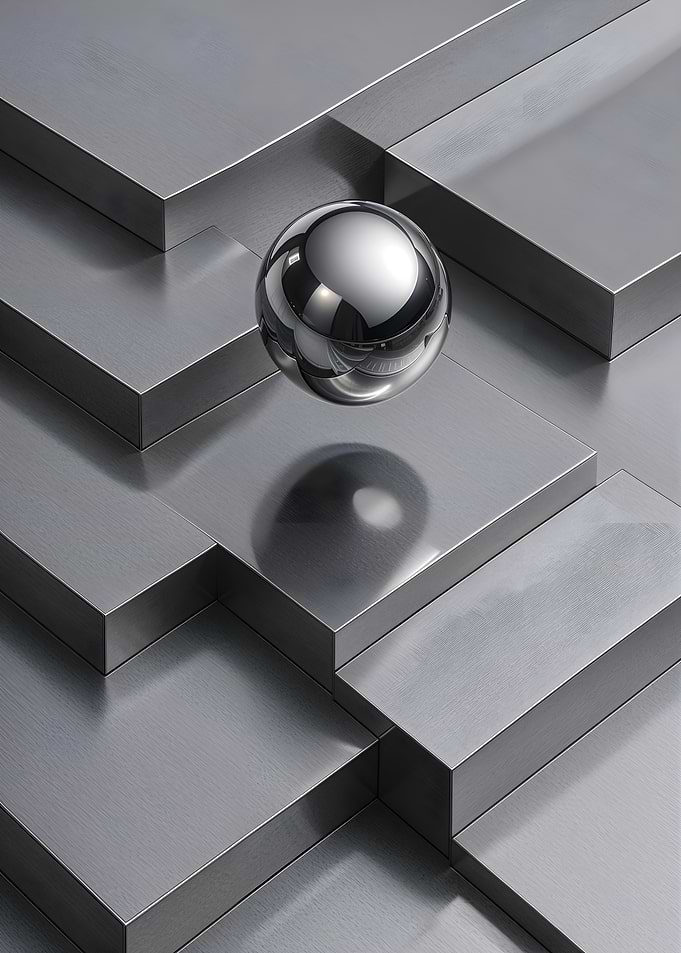 Reflective Sphere on Metallic Steps