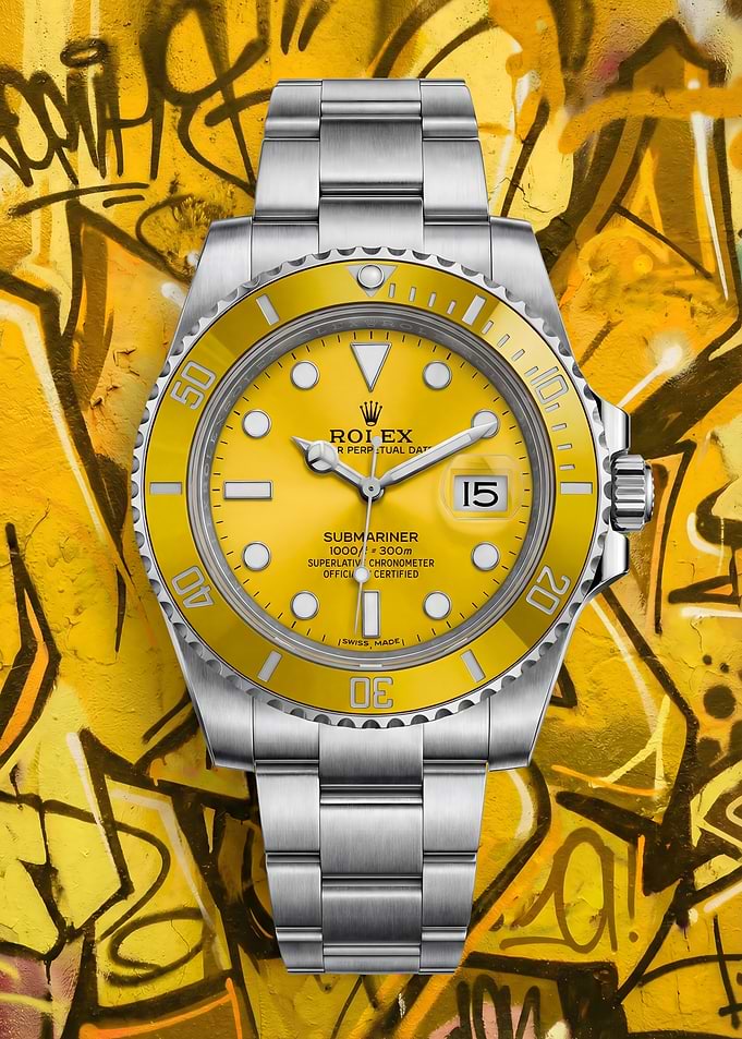 Rolex Submariner Watch with Yellow Dial