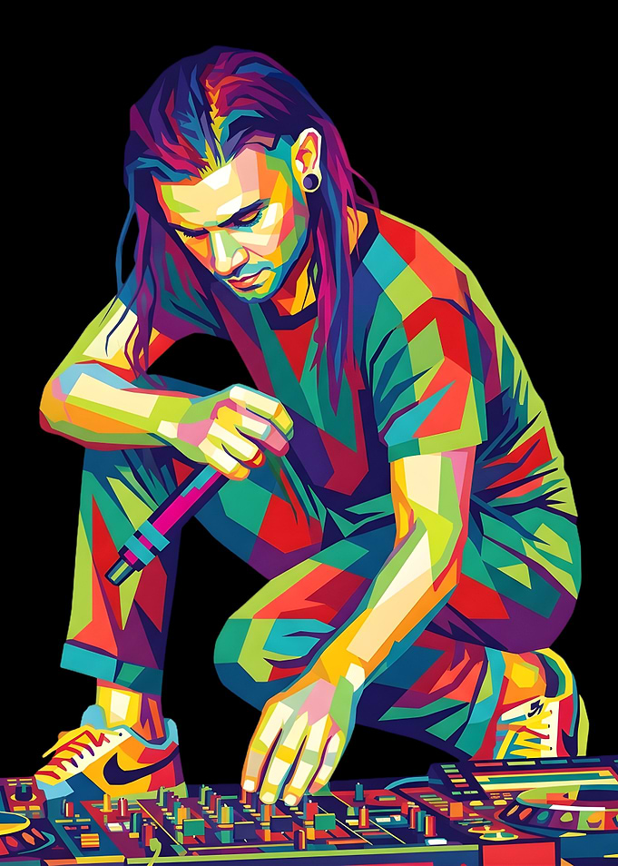 DJ Skrillex in Pop Art Style