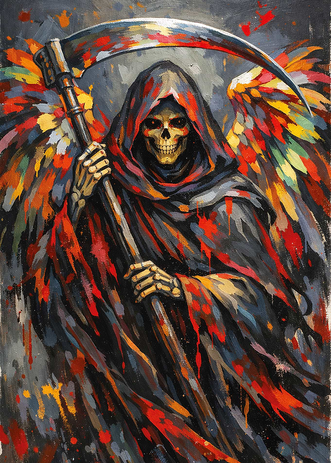 Grim Reaper with Fiery Wings