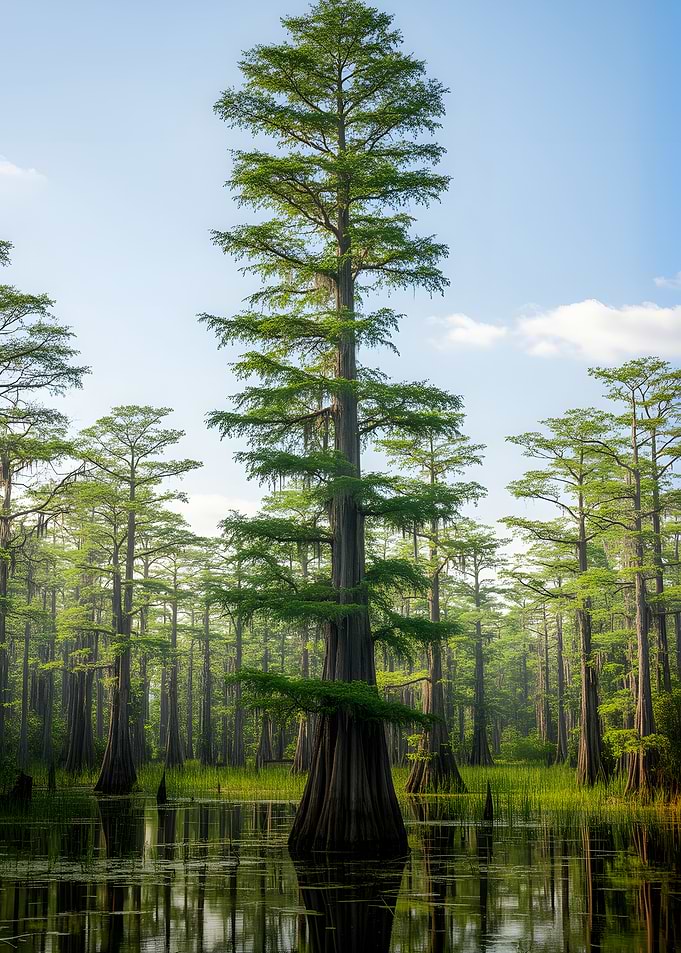 Misty Cypress Swamp at Sunrise