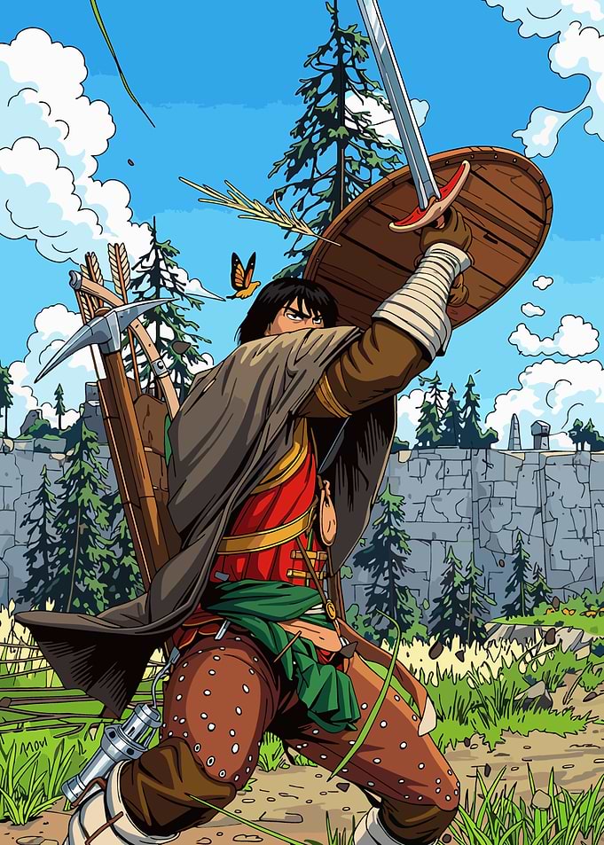 Fantasy Warrior with Sword and Shield
