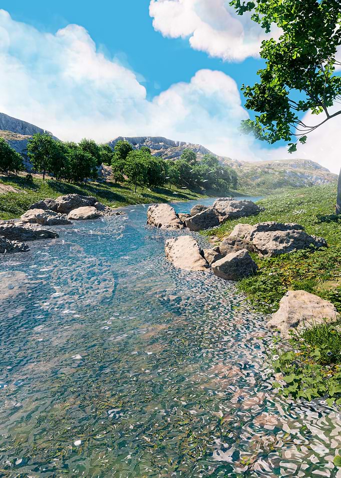Serene Mountain River Landscape
