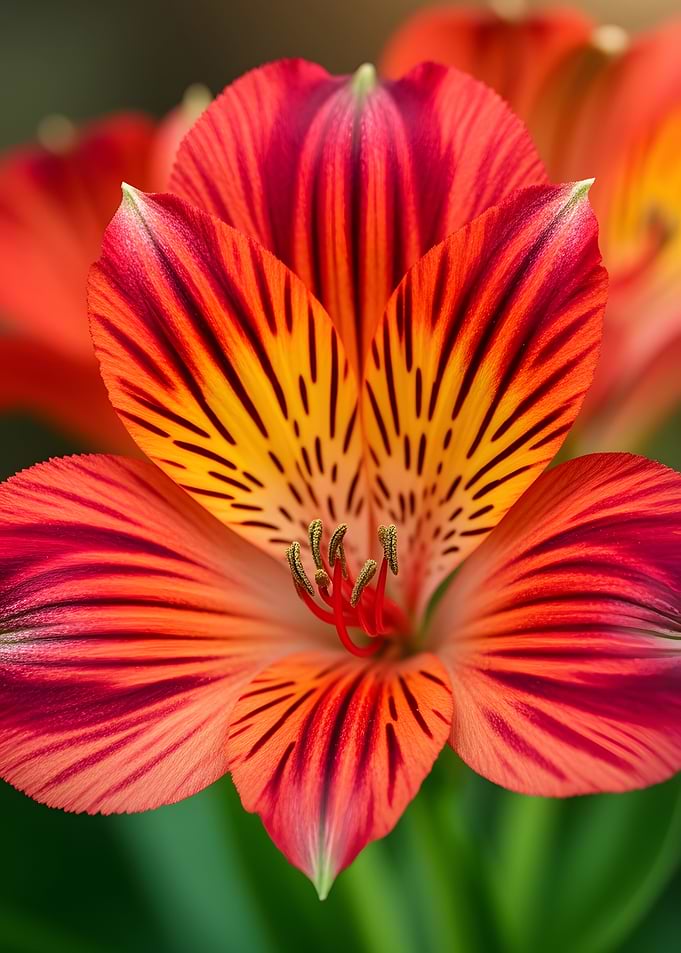 Close-up of a vibrant Alstroemeria flower