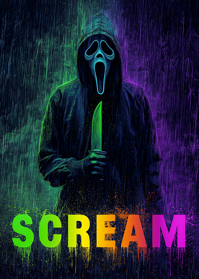 Scream Ghostface in Neon Rain
