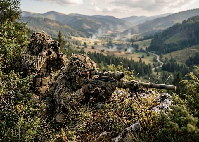 Snipers in Ghillie Suits in Mountains