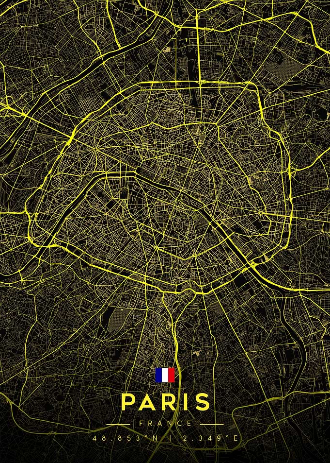 Paris Map Obsidian Gold City Map