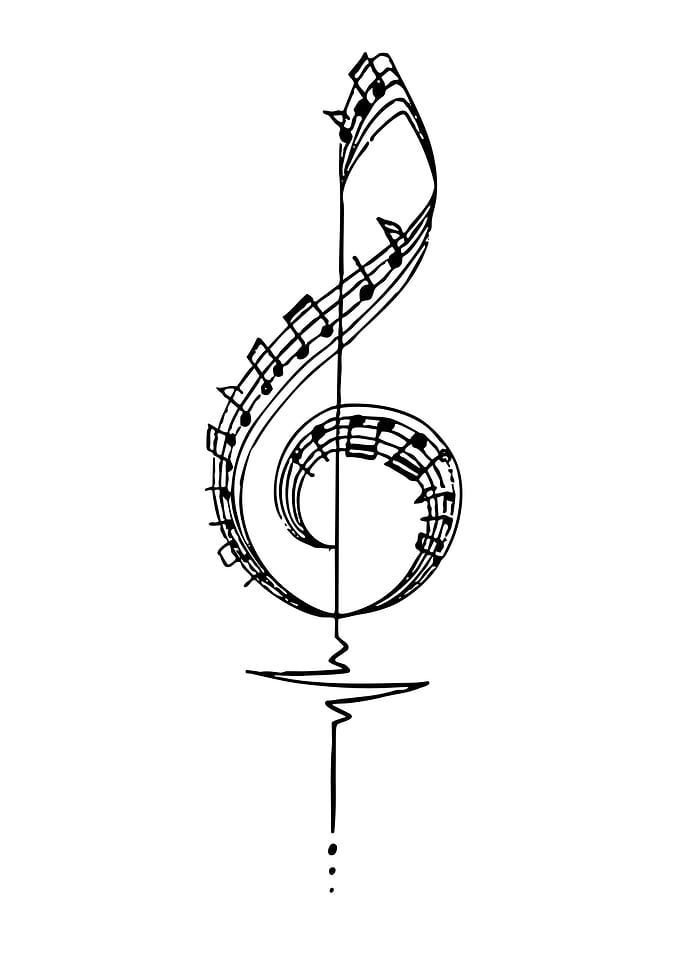 Musical Treble Clef with Heartbeat