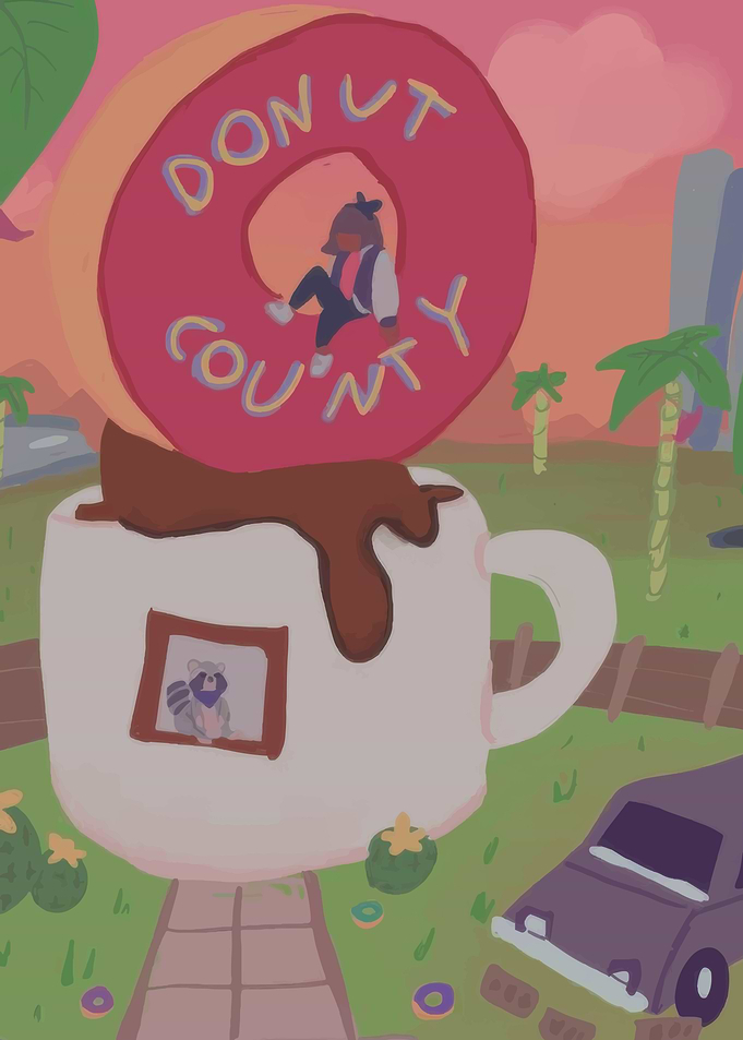 Donut County Raccoon Coffee Cup Landscape